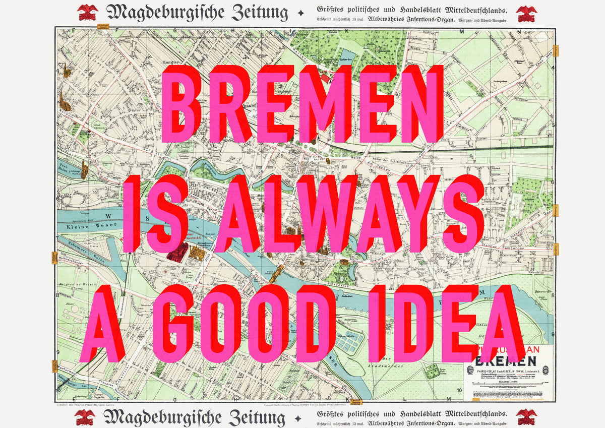 Bremen Retro Pop Art Map Print (landscape) - Magic Posters