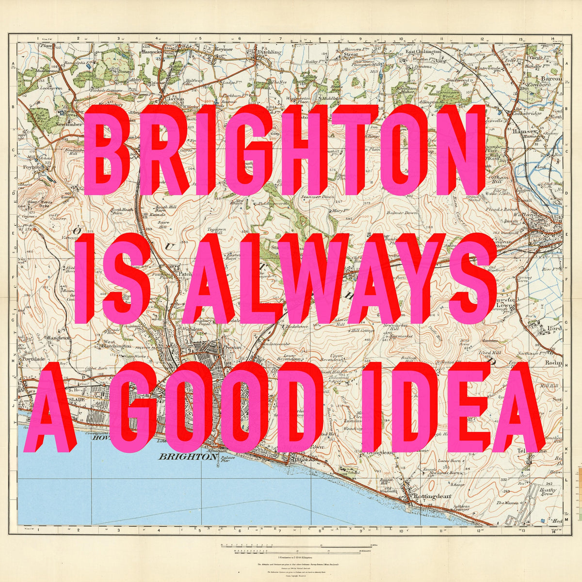 Brighton Retro Pop Art Map Print