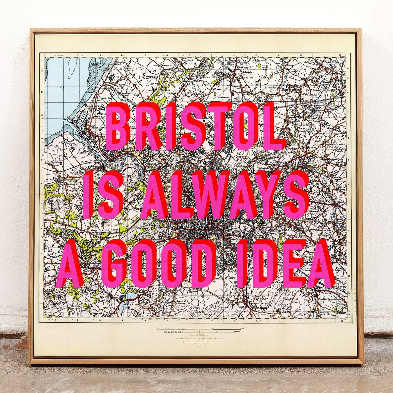 Bristol Retro Pop Art Map Print (Square) - Magic Posters
