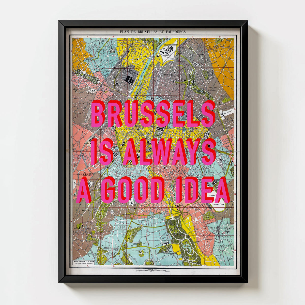 Brussels Retro Pop Art Map Print (portrait) - Magic Posters