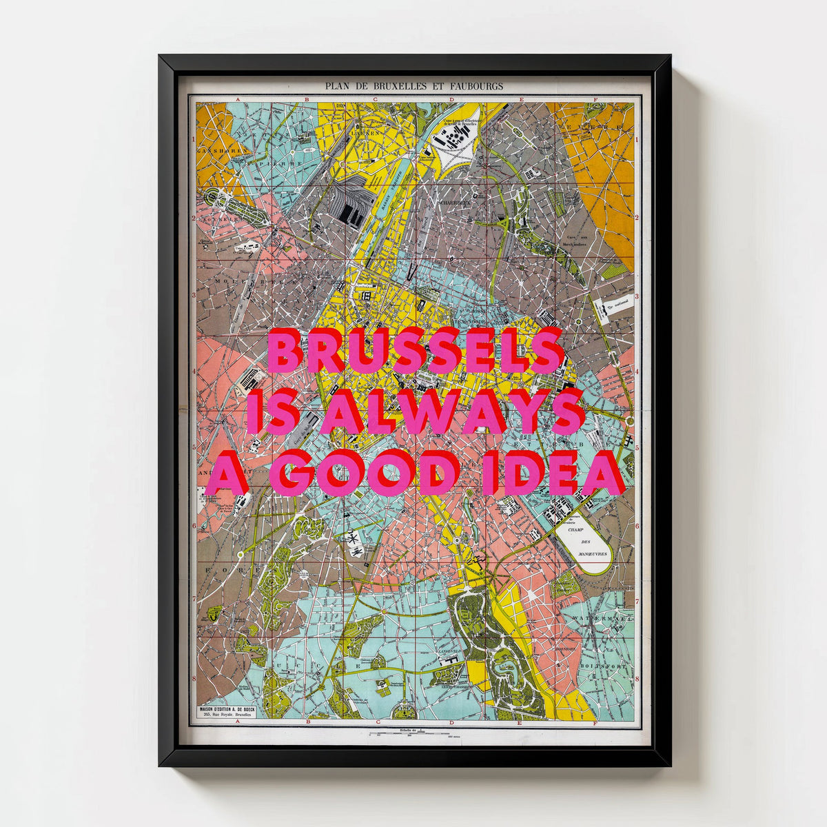 Brussels Retro Pop Art Map Print (portrait) - Magic Posters