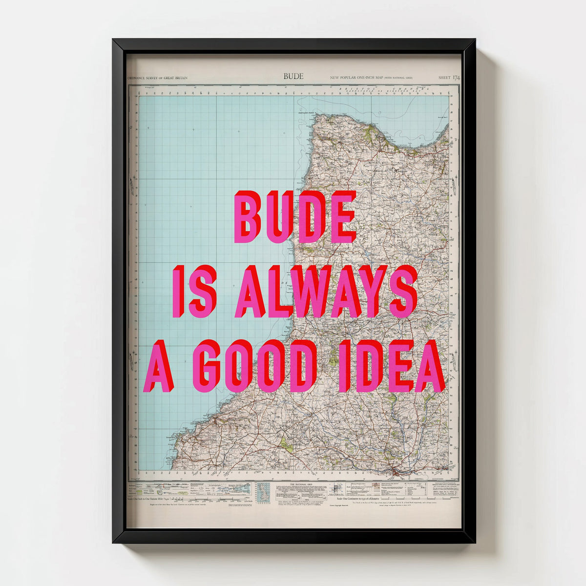 Bude Retro Pop Art Map Print (portrait) - Magic Posters