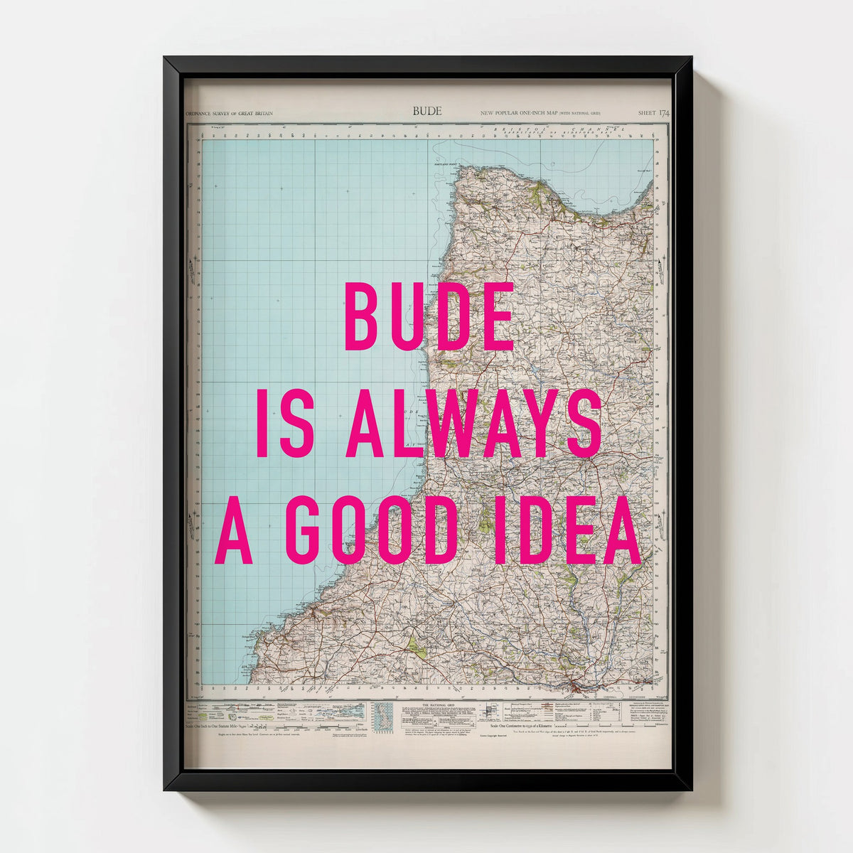 Bude Retro Pop Art Map Print (portrait) - Magic Posters