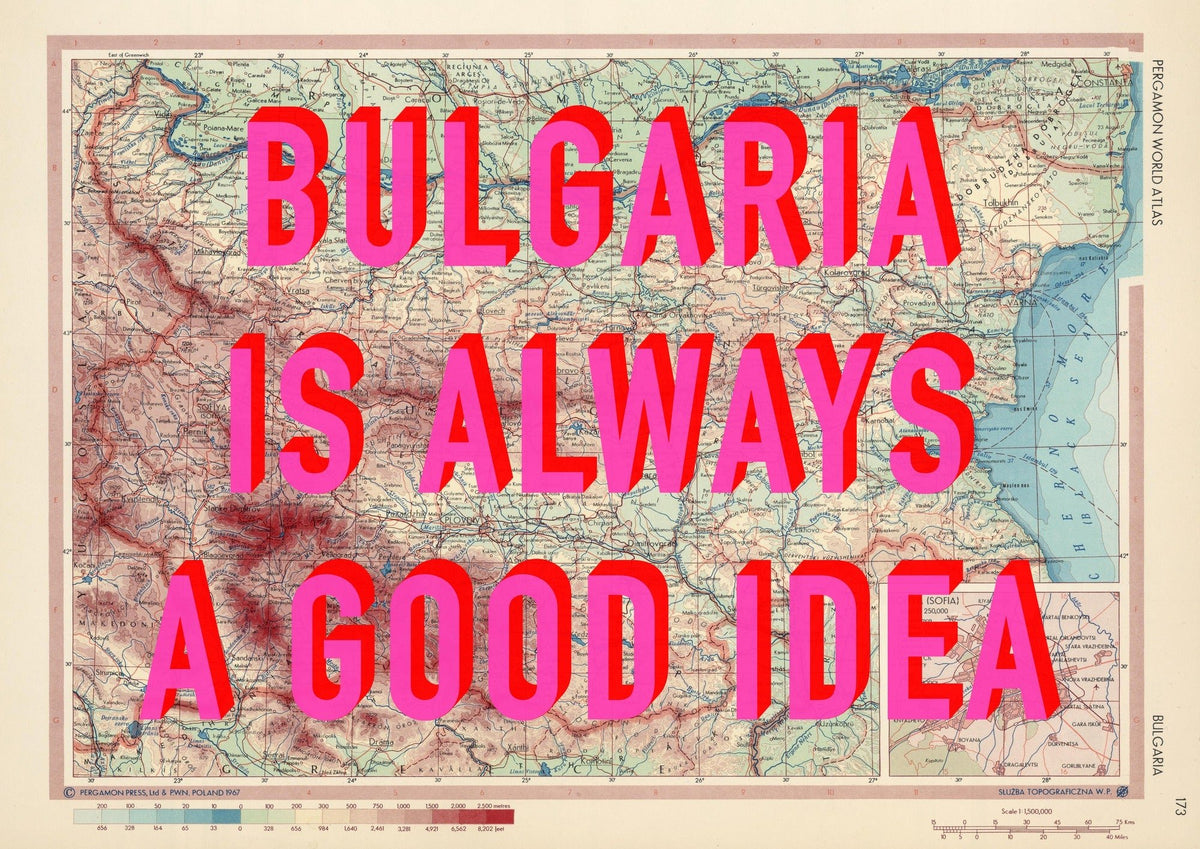 Bulgaria Retro Pop Art Map Print (landscape)