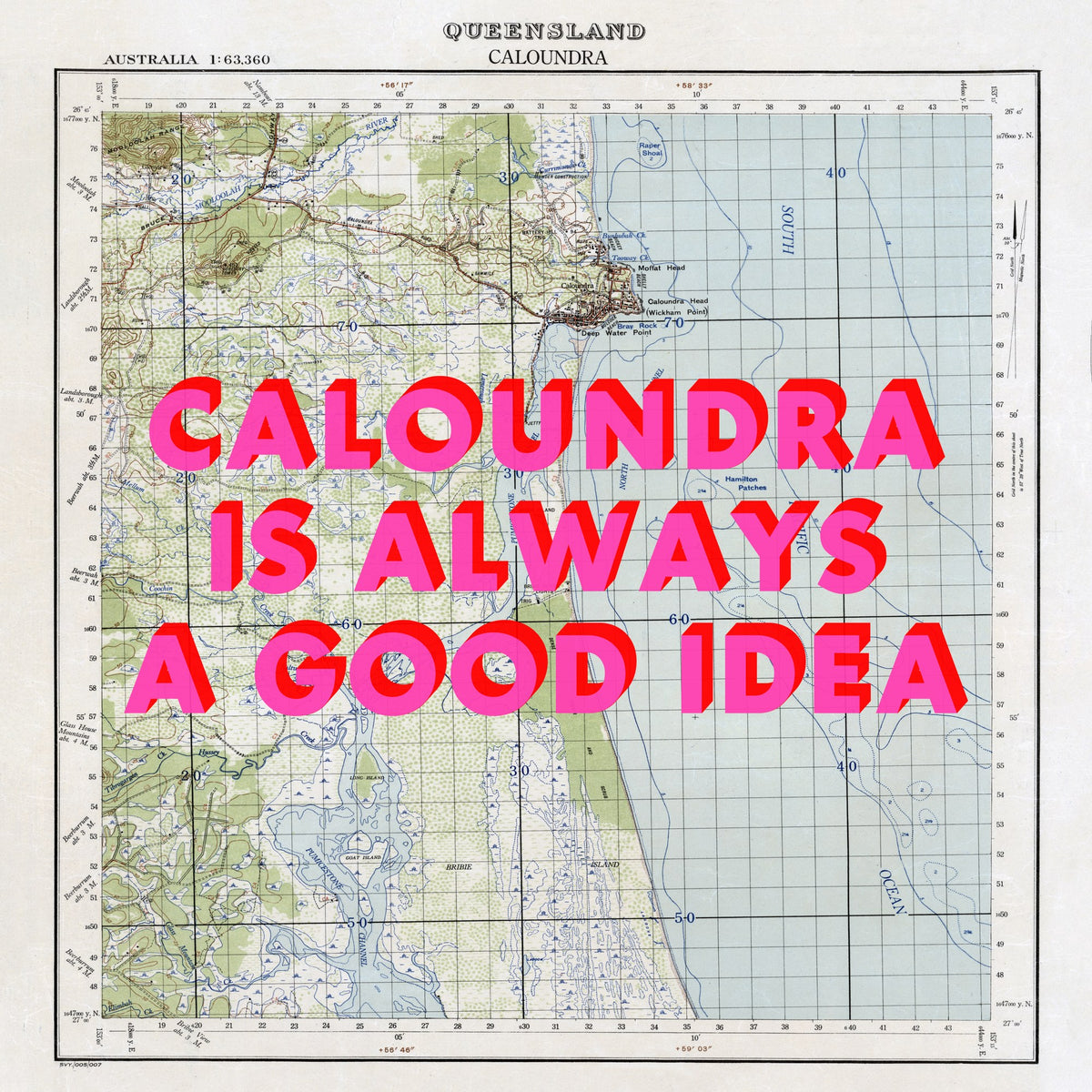 Caloundra Retro Pop Art Map Print (square) - Magic Posters