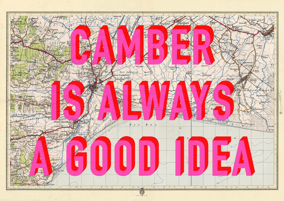 Camber Sands Retro Pop Art Map Print (landscape)