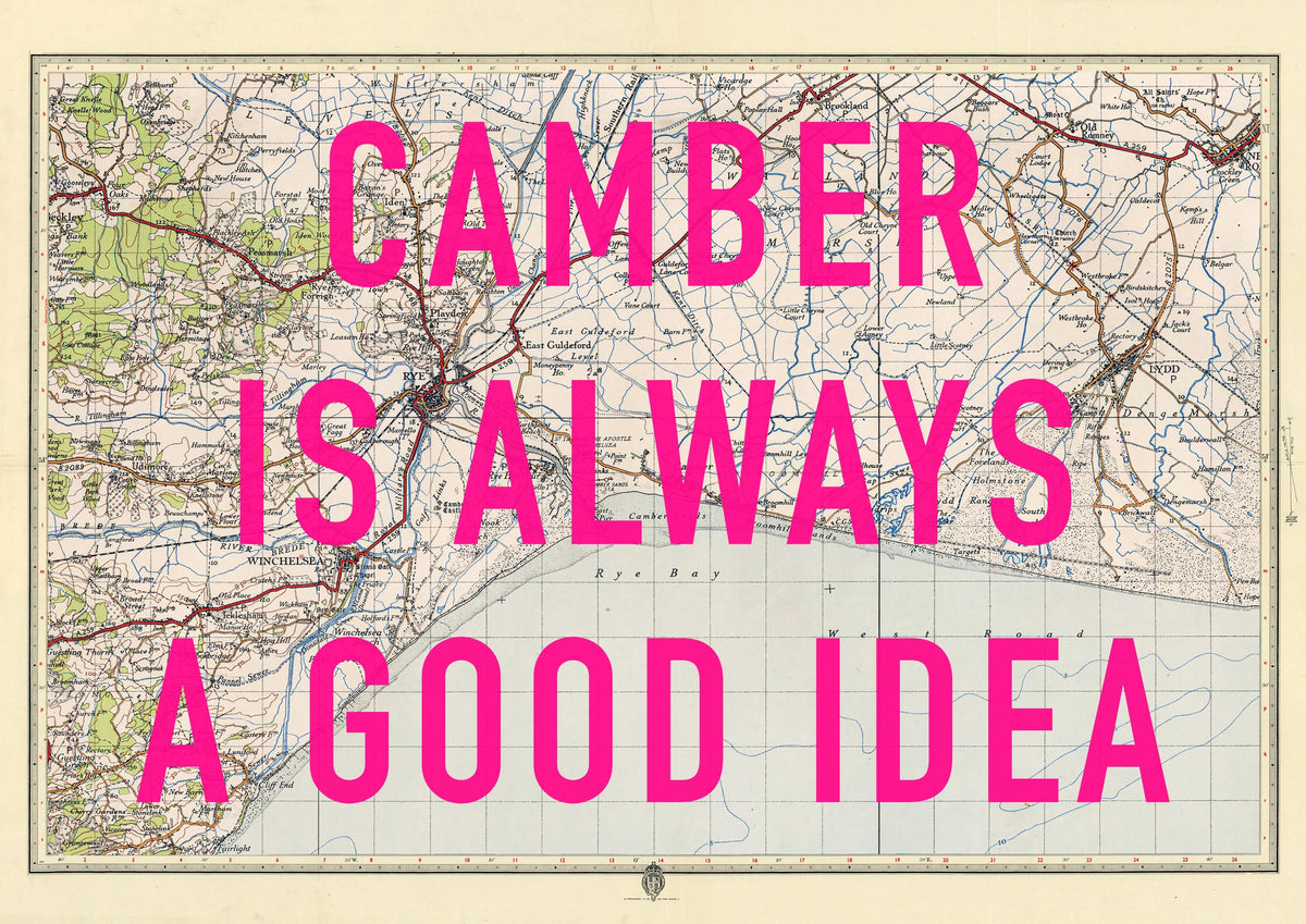 Camber Sands Retro Pop Art Map Print (landscape)