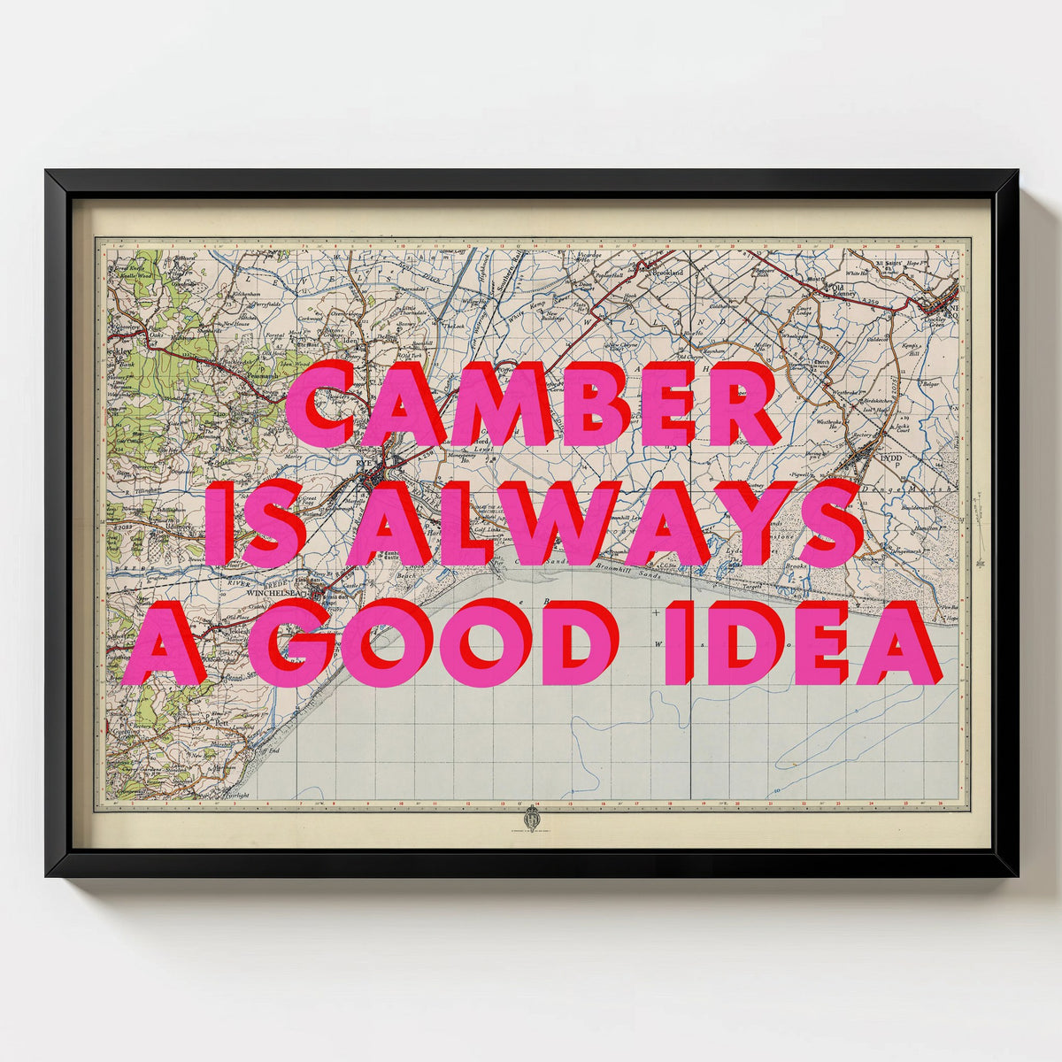 Camber Sands Retro Pop Art Map Print (landscape) - Magic Posters