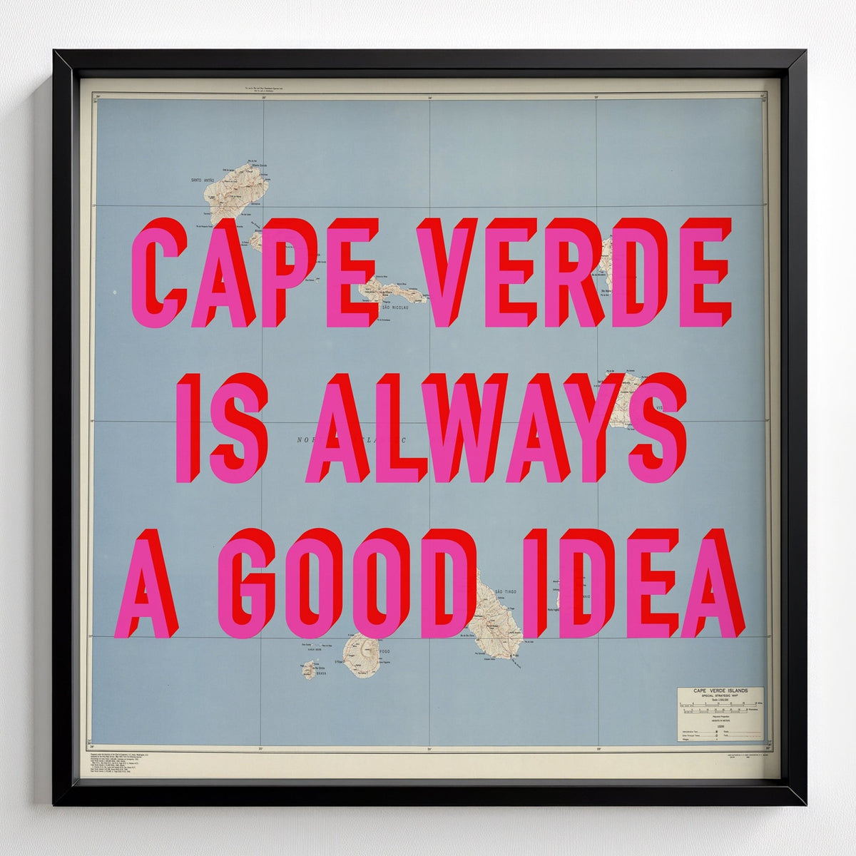 Cape Verde Retro Pop Art Map Print (Square) - black frame mockup - Magic Posters