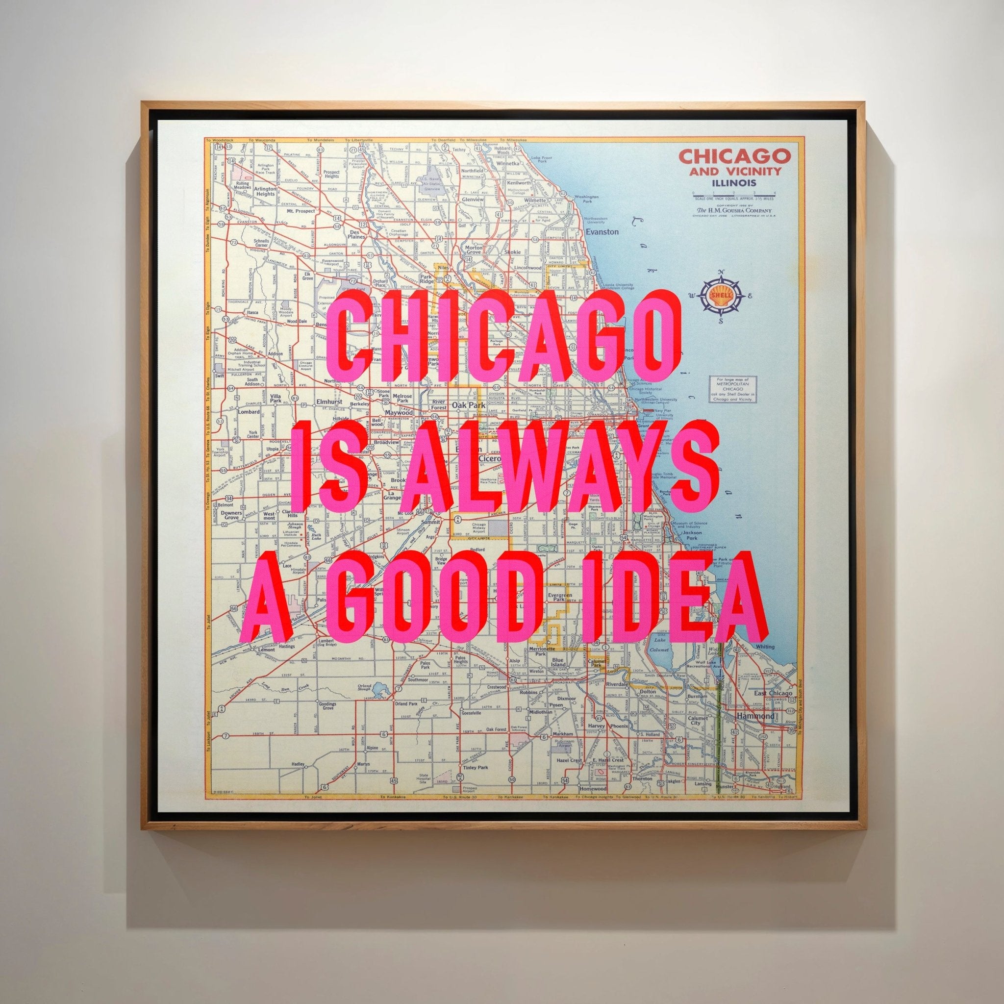 Chicago Retro Pop Art Map Print (Square) - Magic Posters