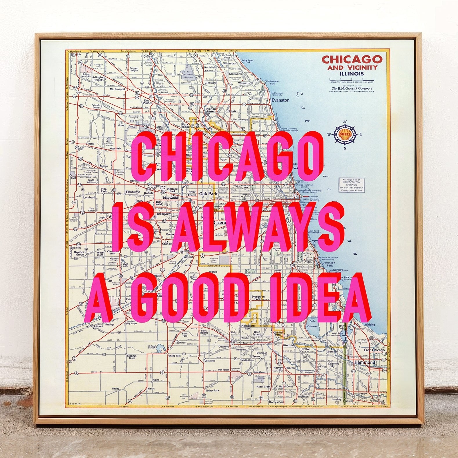 Chicago Retro Pop Art Map Print (Square) - Magic Posters