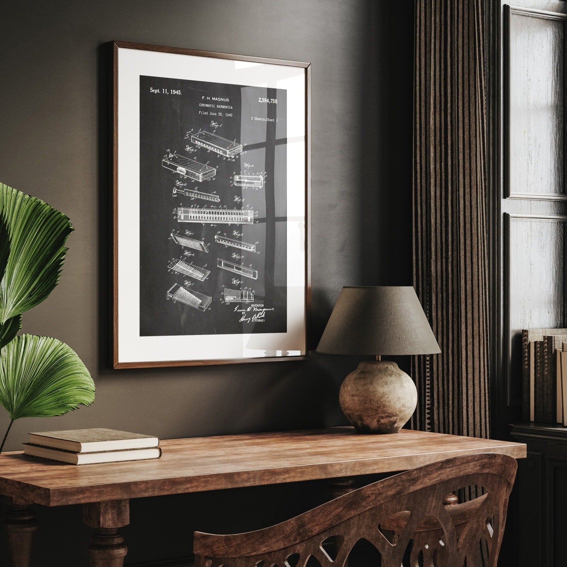 Chromatic Harmonica 1945 Patent Print - Magic Posters