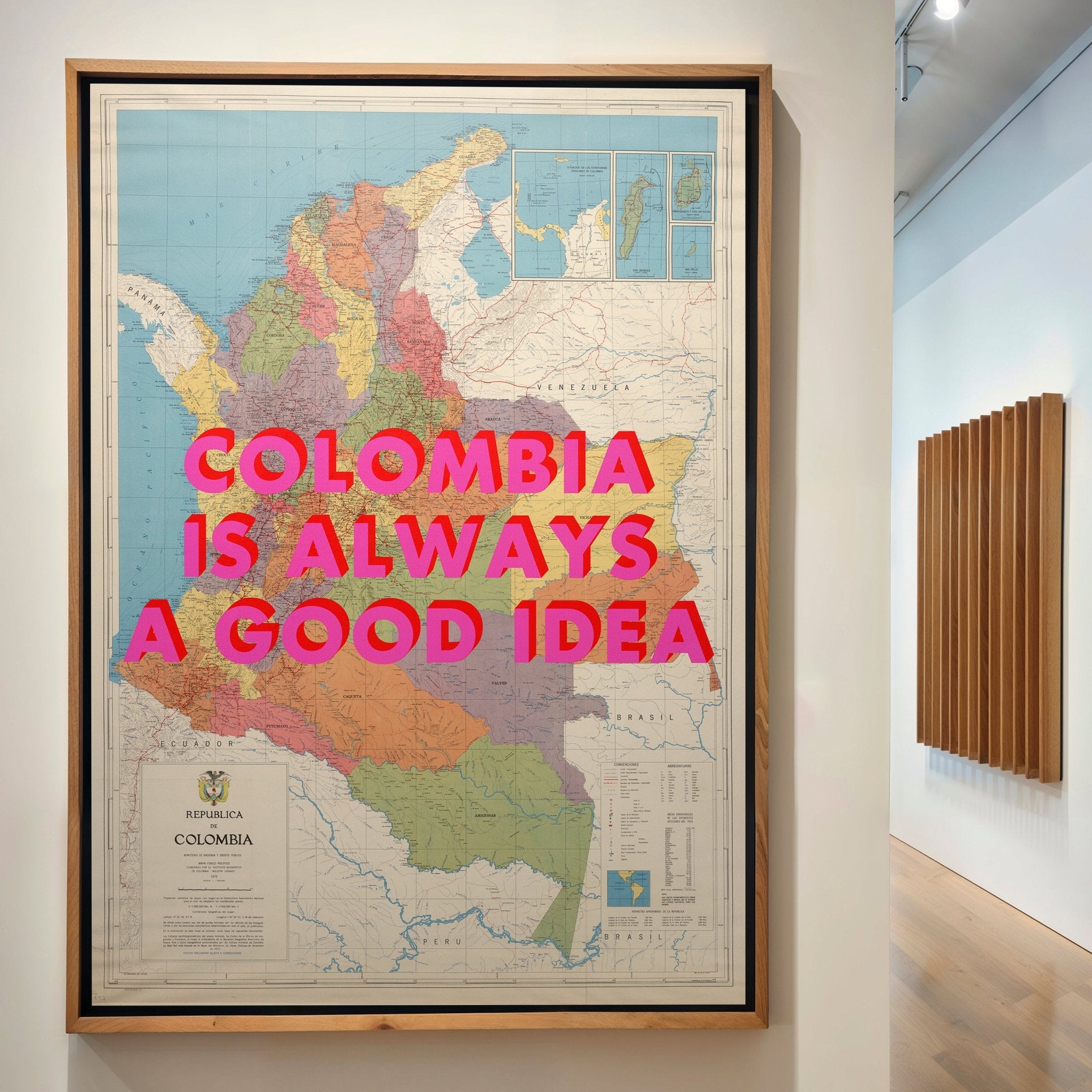 Colombia Retro Pop Art Map Print (Portrait) - Magic Posters