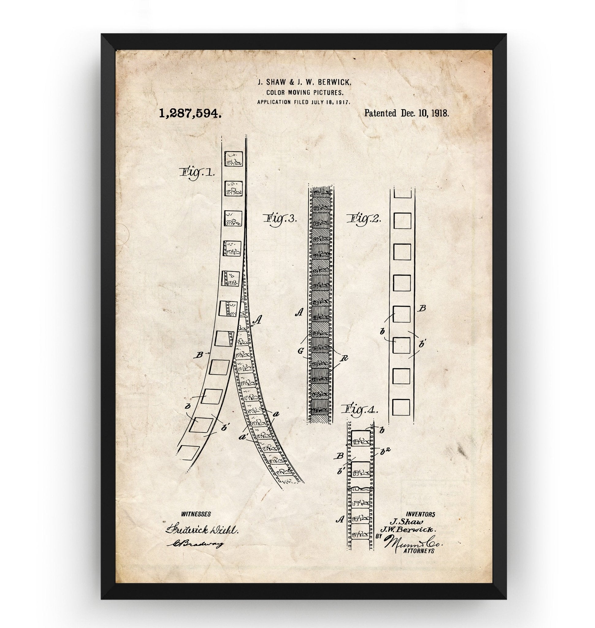 Colour Moving Picture 1918 Patent Print - Magic Posters