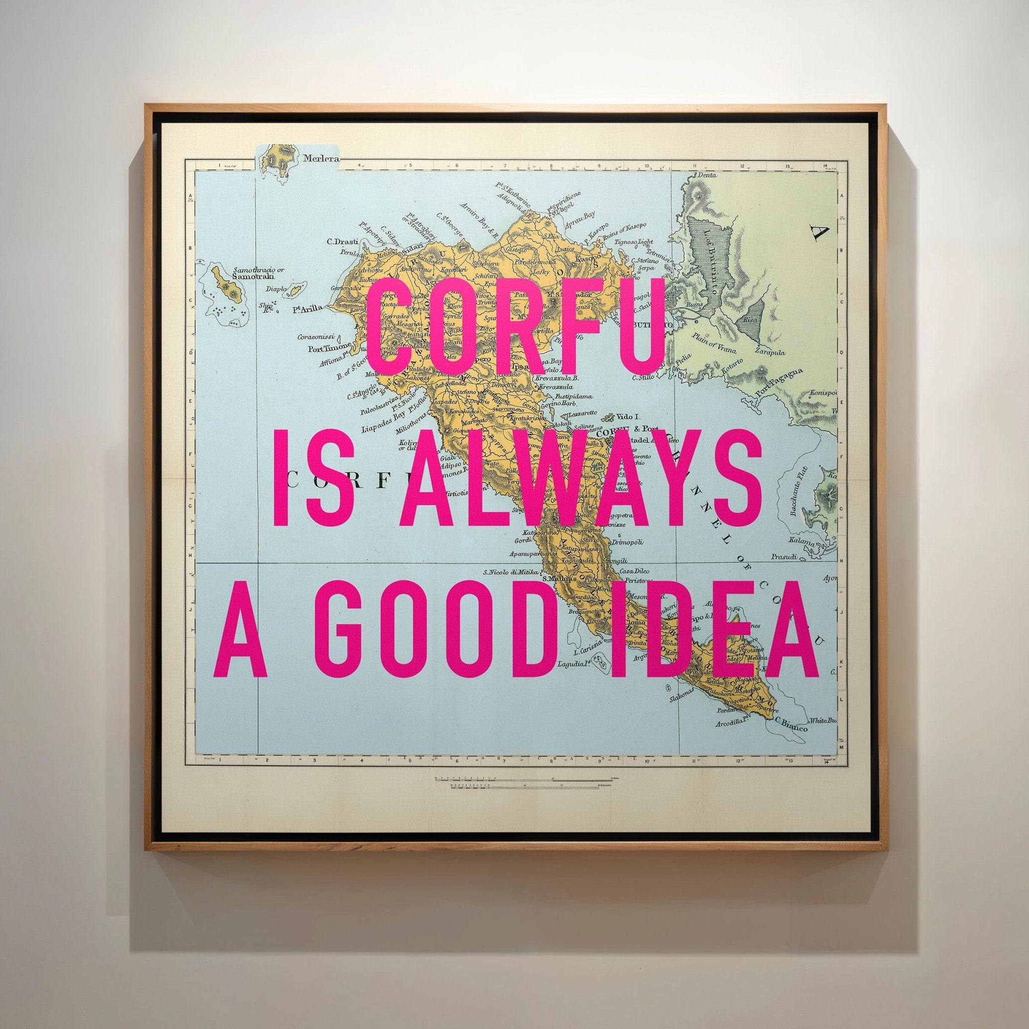 Corfu Retro Pop Art Map Print - Magic Posters