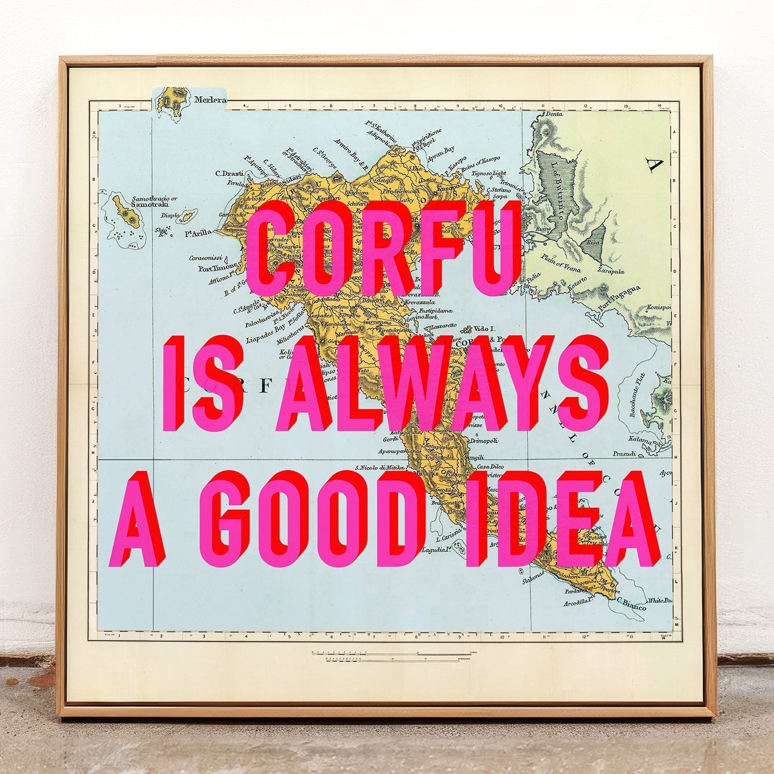 Corfu Retro Pop Art Map Print - Magic Posters
