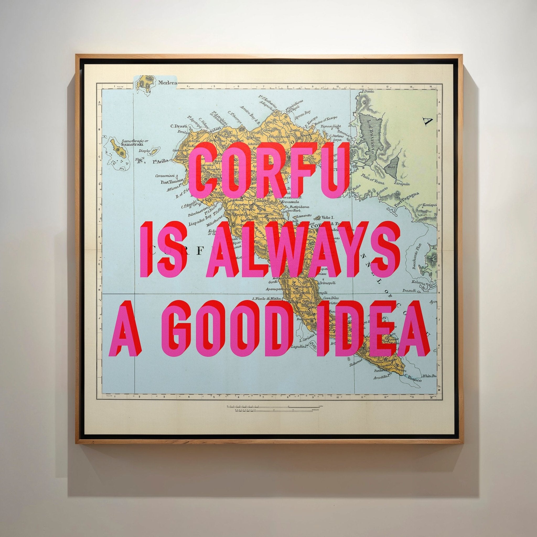 Corfu Retro Pop Art Map Print - Magic Posters