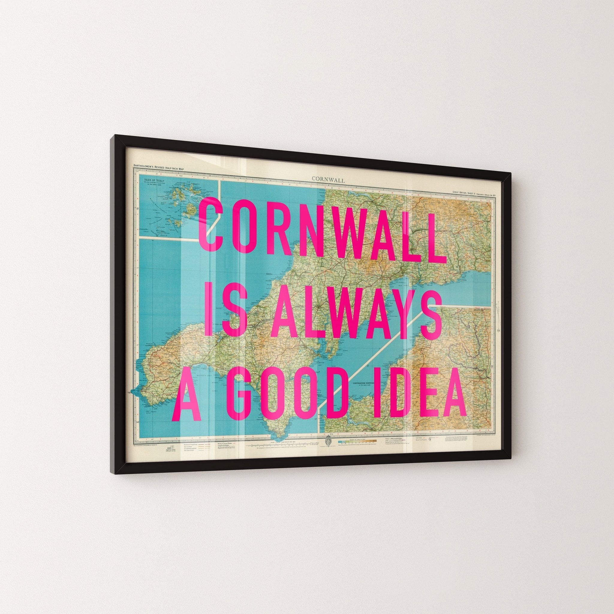 Cornwall Retro Pop Art Map Print - Magic Posters