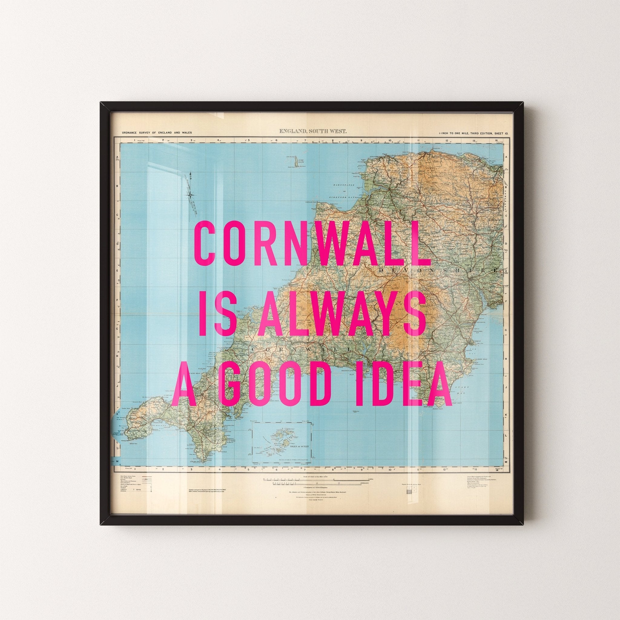 Cornwall Retro Pop Art Map Print - Magic Posters