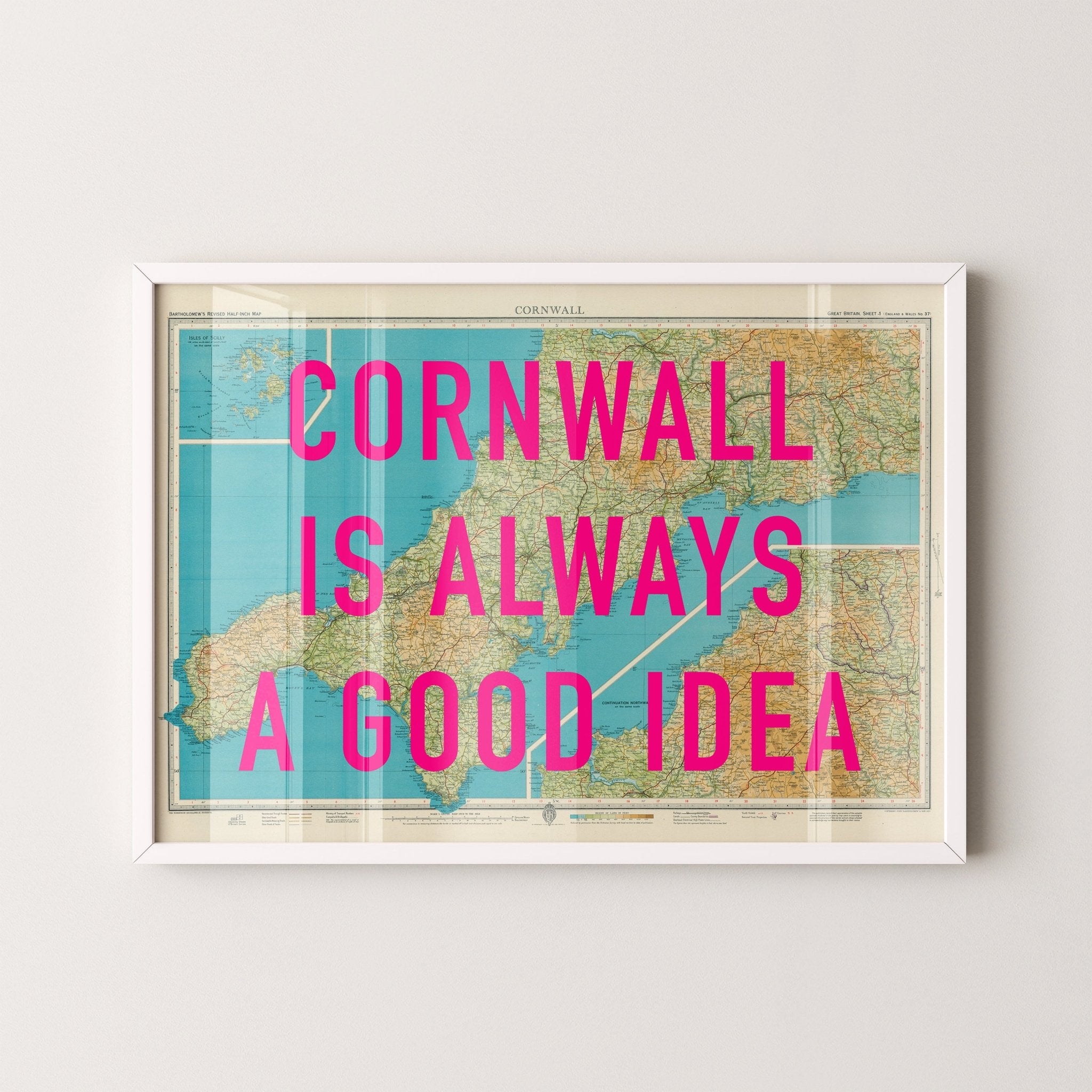 Cornwall Retro Pop Art Map Print - Magic Posters