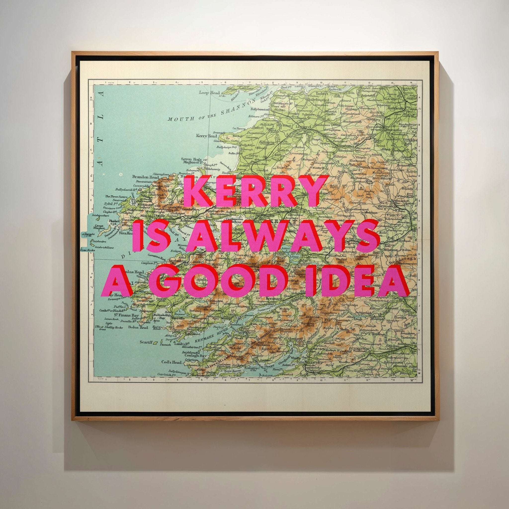 County Kerry Retro Pop Art Map Print (Ireland) - Magic Posters