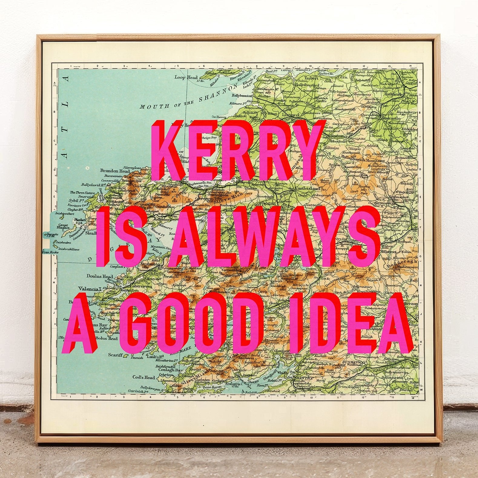 County Kerry Retro Pop Art Map Print (Ireland) - Magic Posters