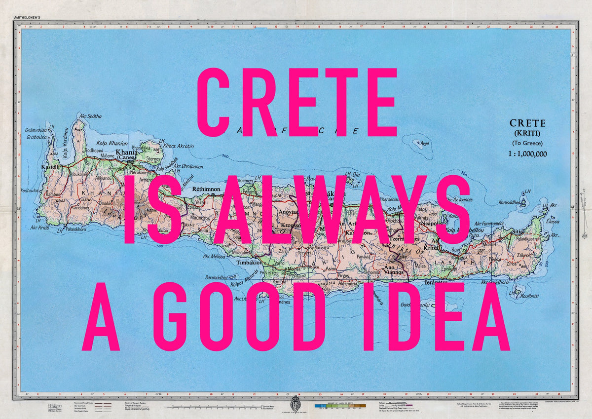 Crete Retro Pop Art Map Print