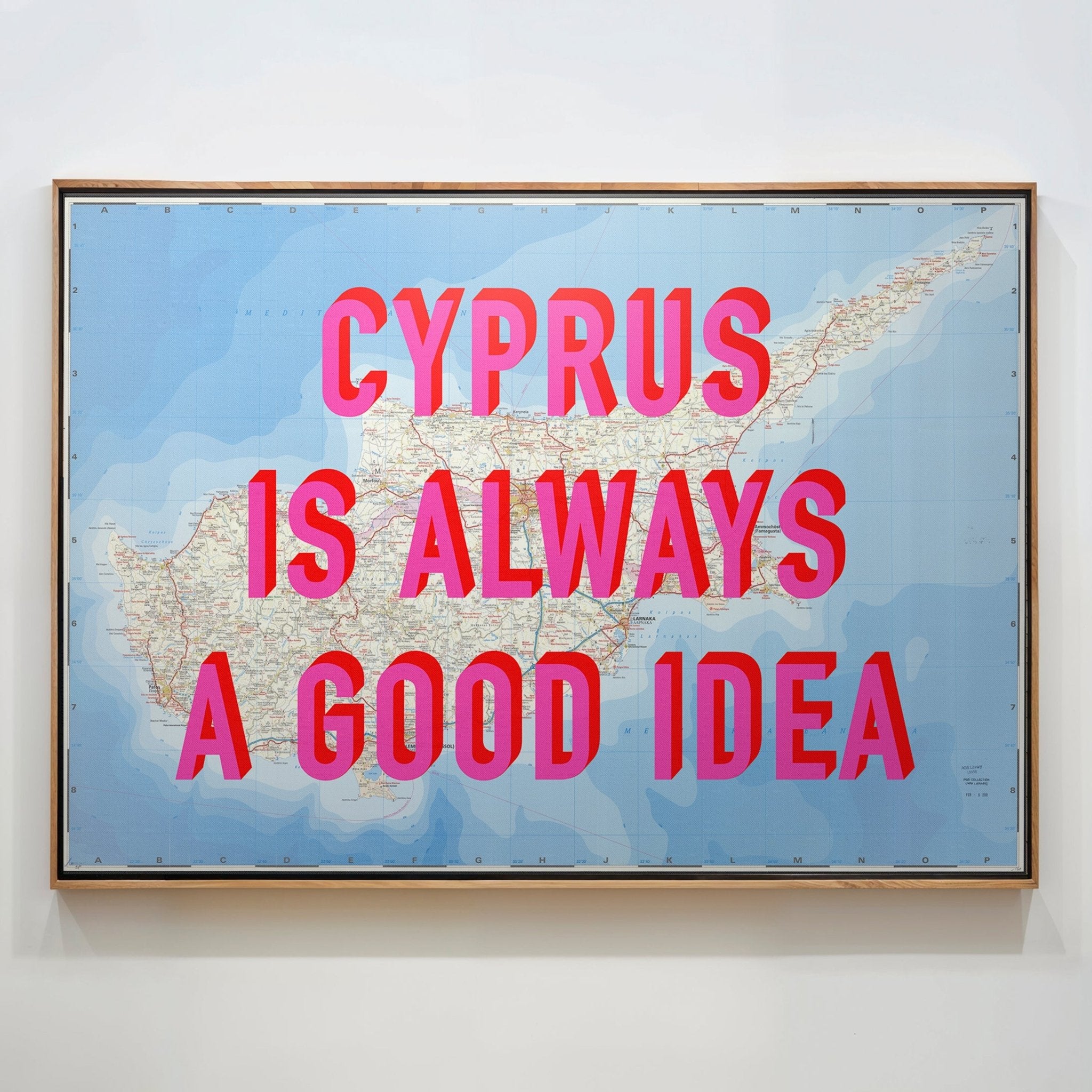 Cyprus Retro Pop Art Map Print (Landscape) - Magic Posters