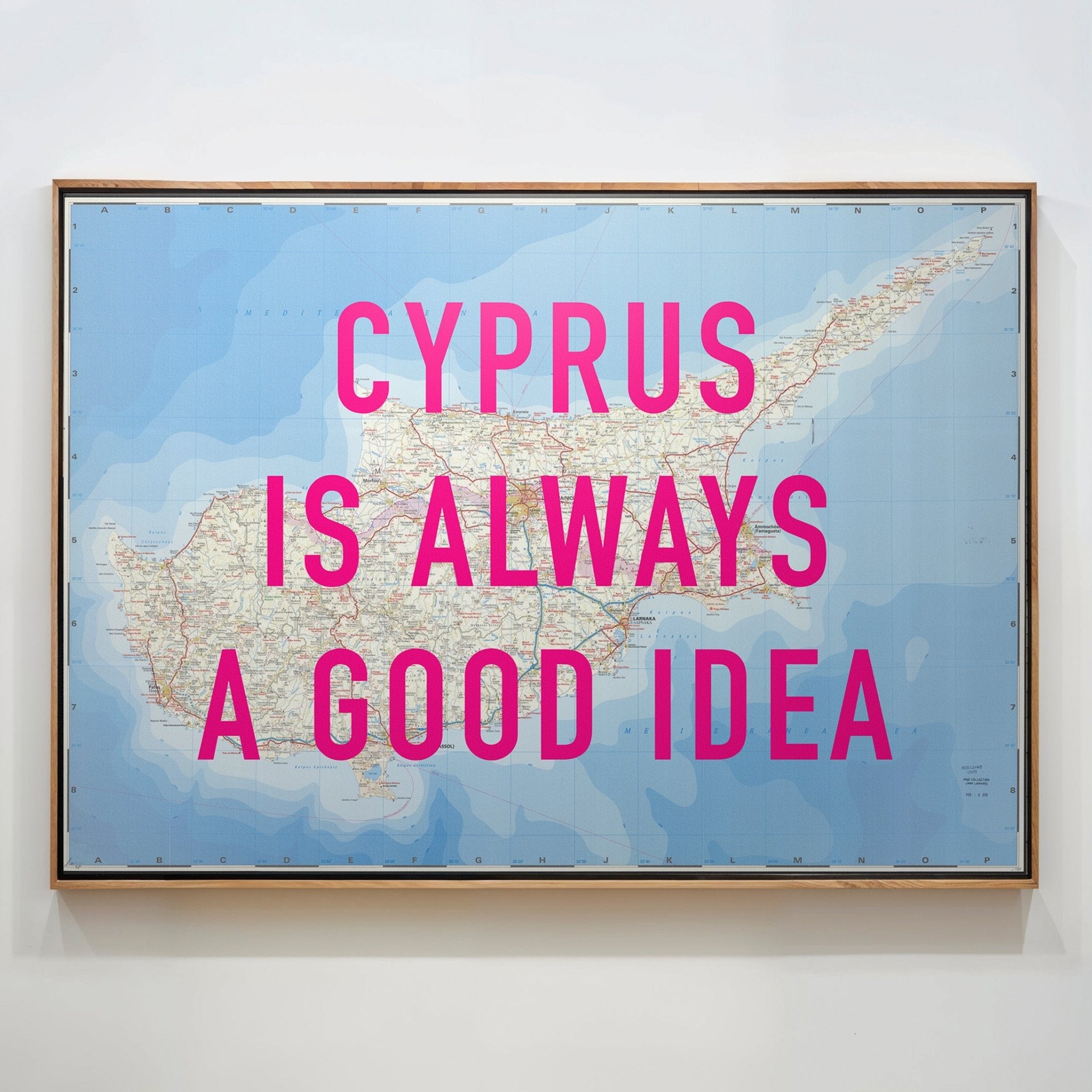 Cyprus Retro Pop Art Map Print (Landscape) - Magic Posters