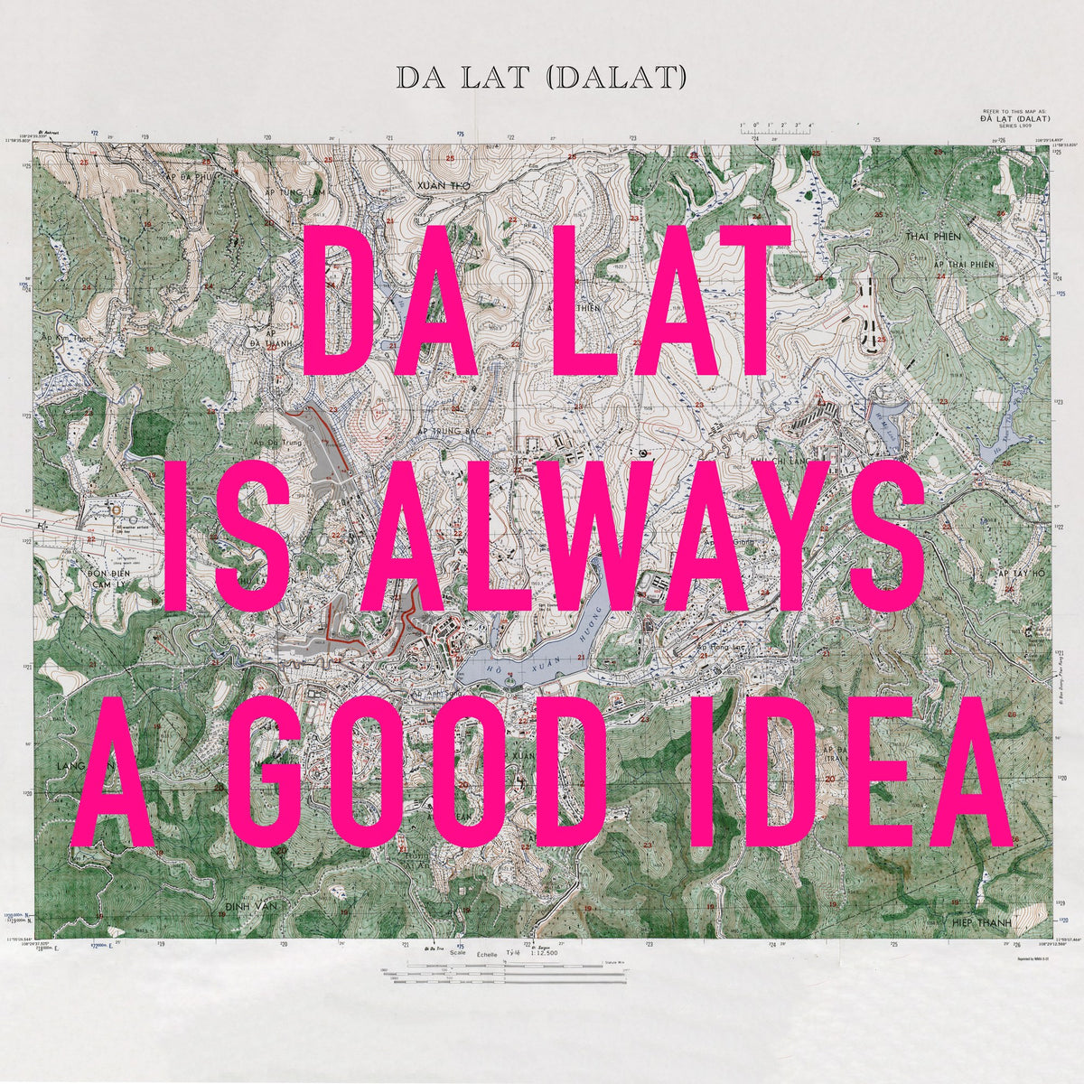 Da Lat Retro Pop Art Map Print (square) - Magic Posters