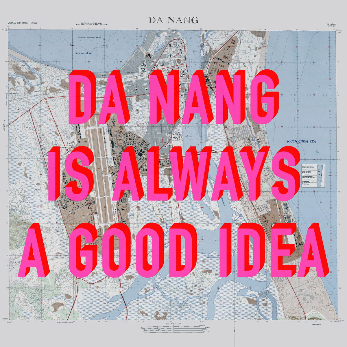 Da Nang Retro Pop Art Map Print (square) - Magic Posters