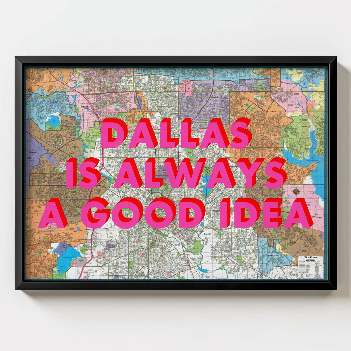 Dallas Retro Pop Art Map Print (landscape) - Magic Posters