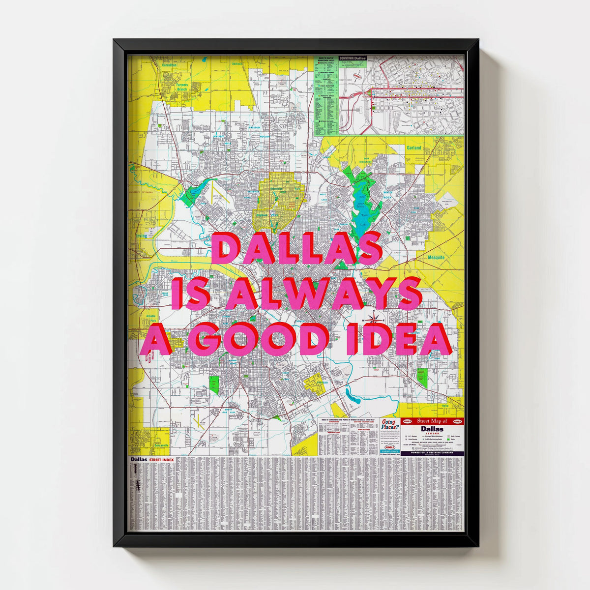 Dallas Retro Pop Art Map Print (portrait) - Magic Posters