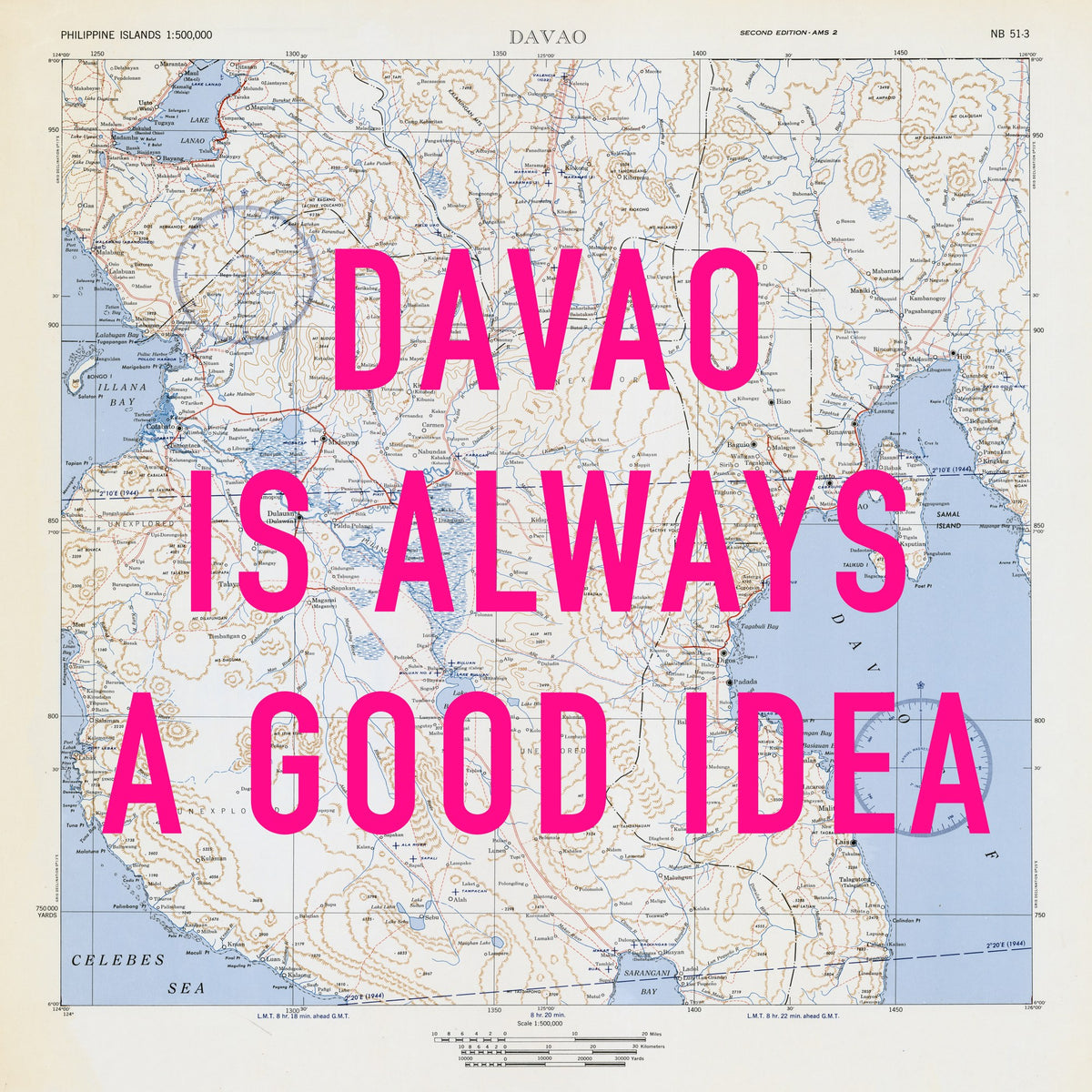Davao Retro Pop Art Map Print (square) - Magic Posters