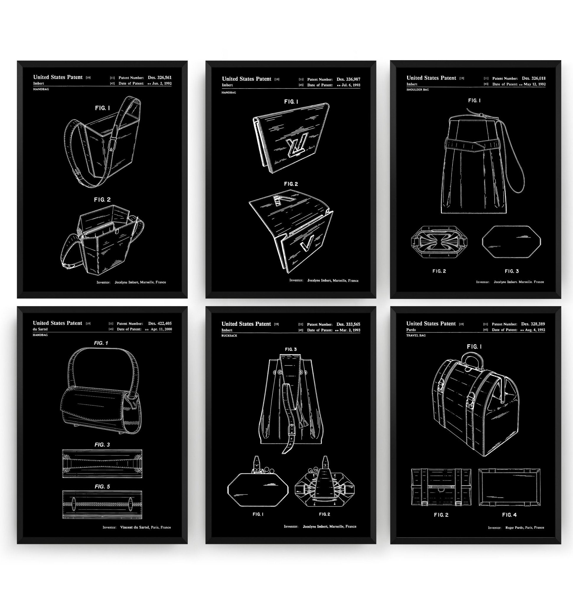 Designer Handbag Set Of 6 Patent Prints - Magic Posters