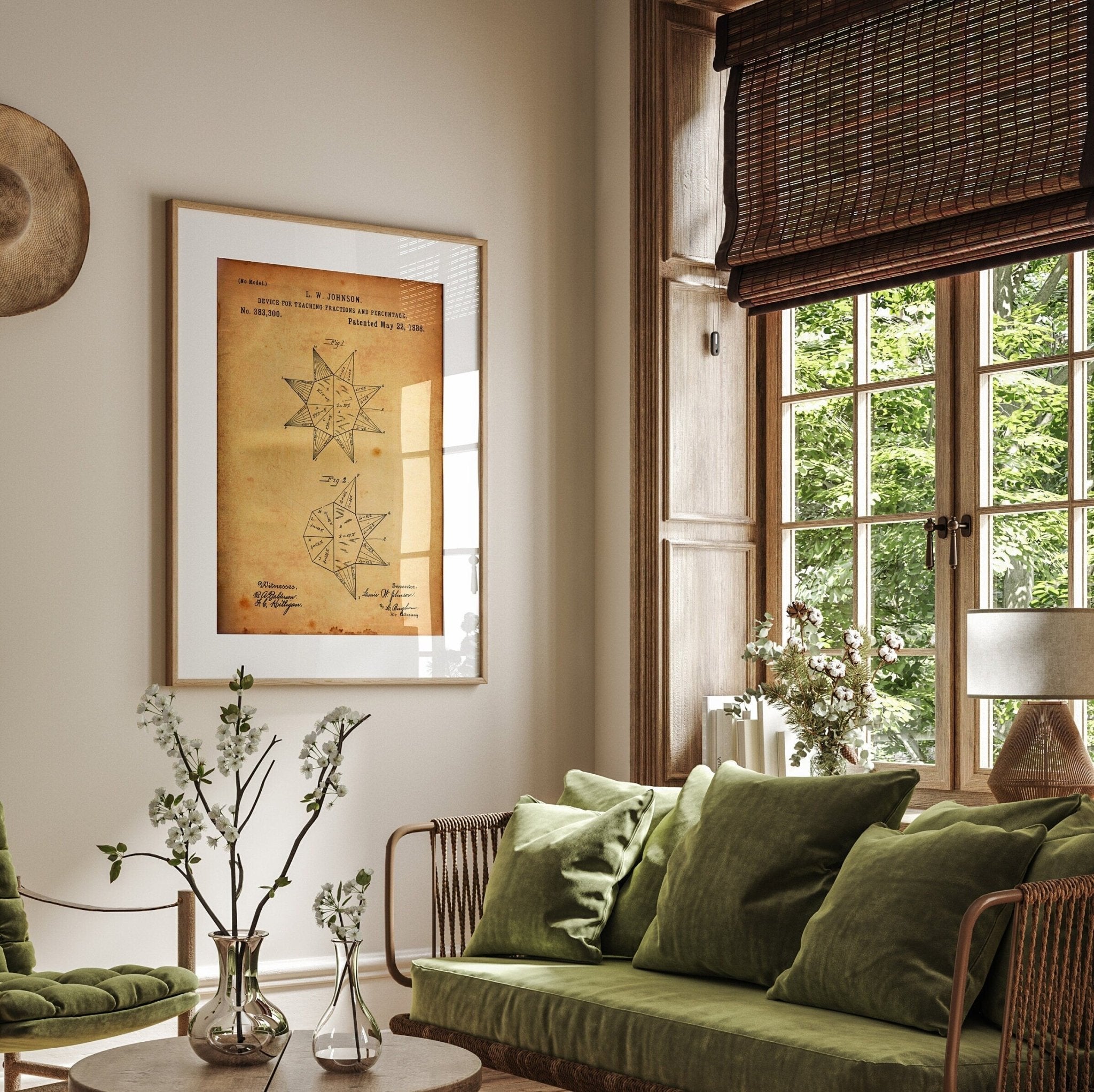 Device For Teaching Fractions And Percentage 1888 Patent Print, Wall Art Decor Maths Poster Gifts - Magic Posters