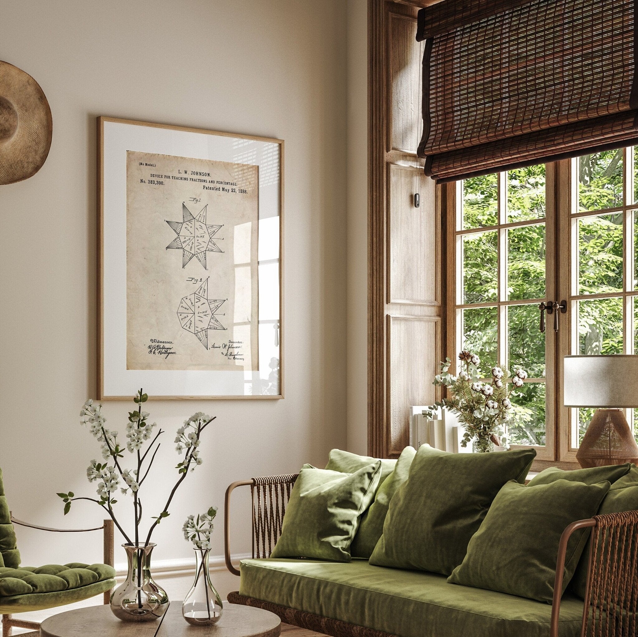 Device For Teaching Fractions And Percentage 1888 Patent Print, Wall Art Decor Maths Poster Gifts - Magic Posters