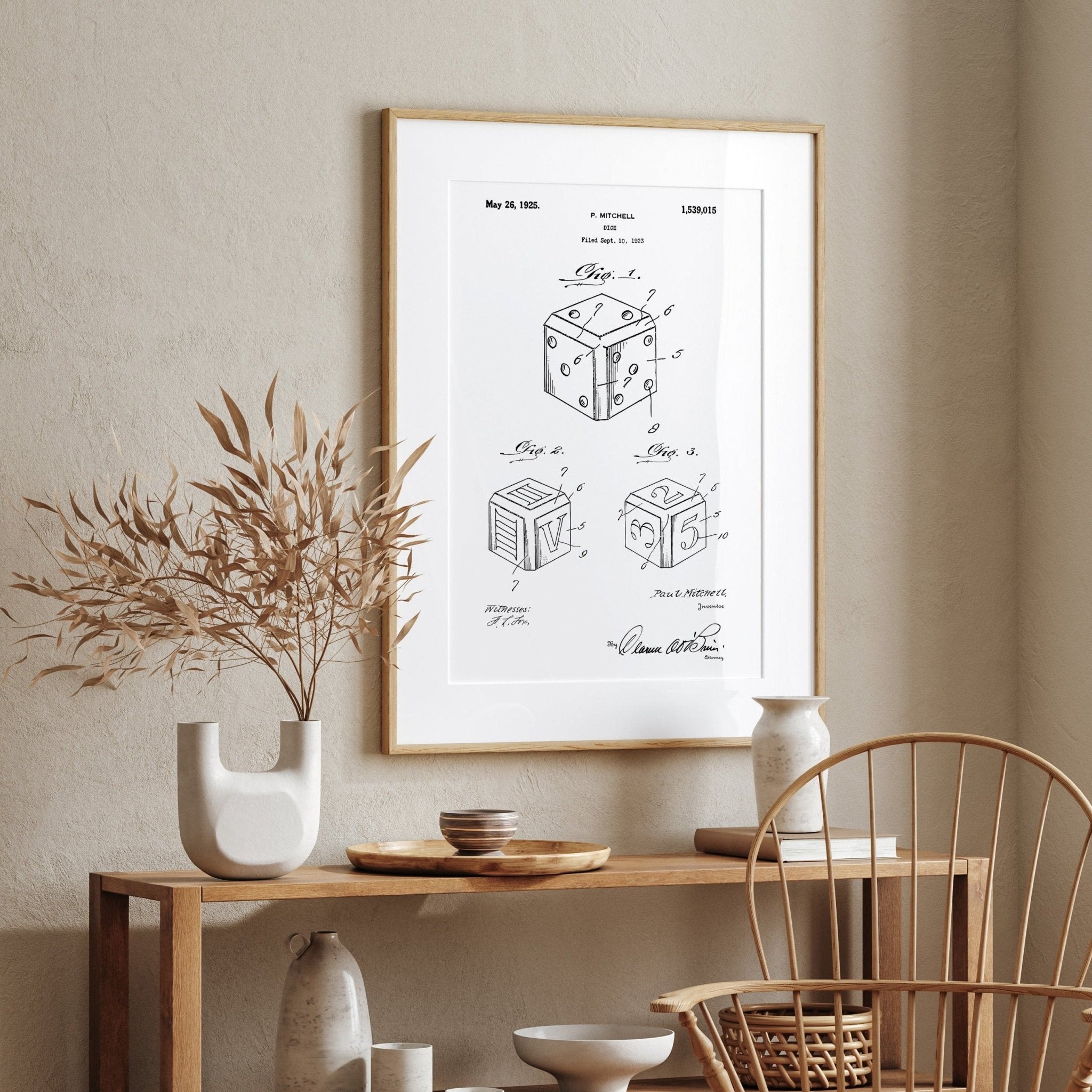 Dice 1925 Patent Print - Magic Posters