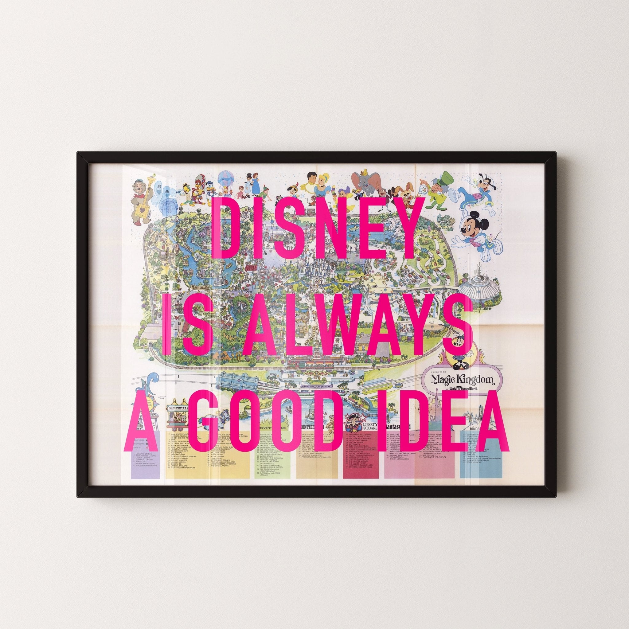 Disney World Florida Retro Pop Art Theme Park Map Print - Magic Posters