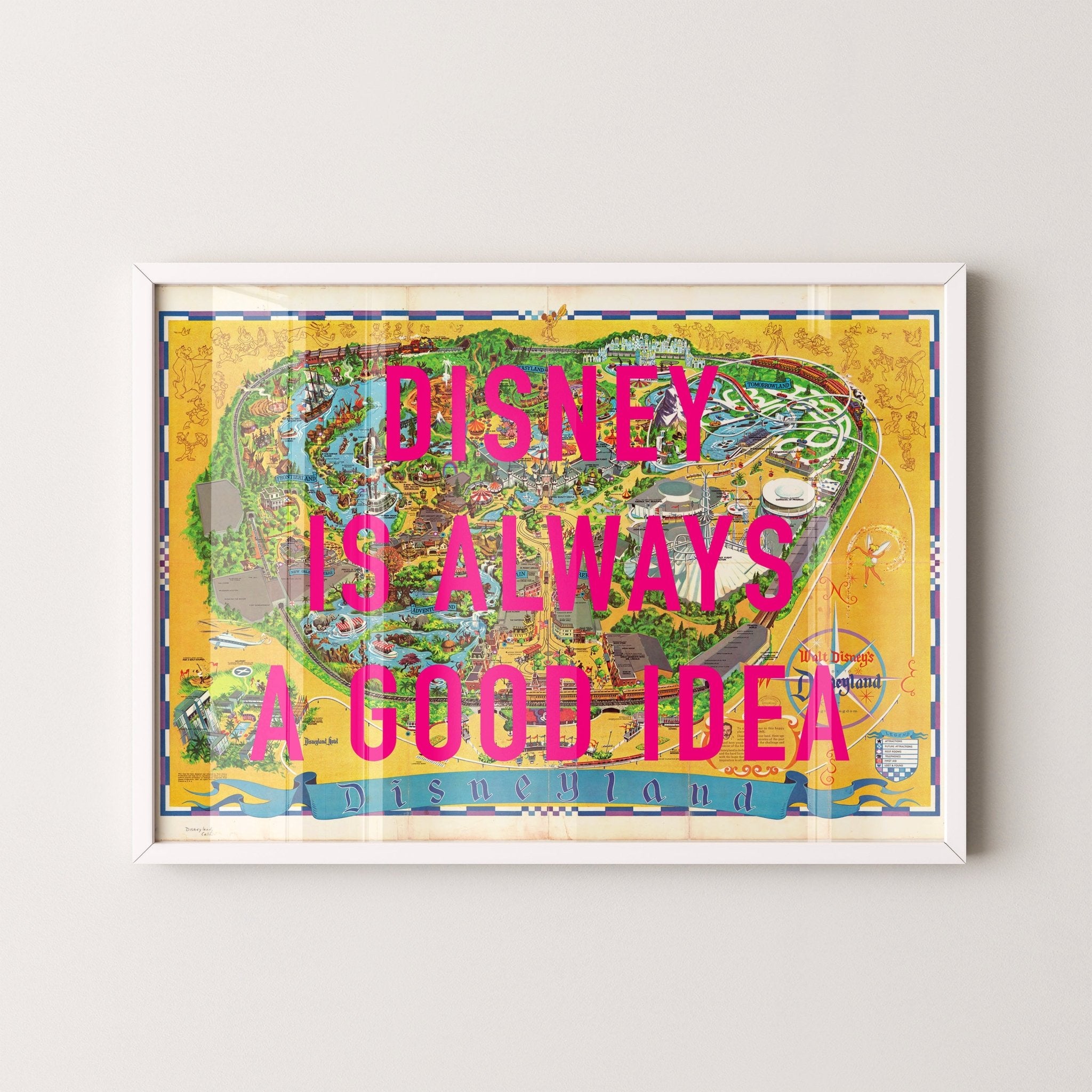 Disneyland California Retro Pop Art Theme Park Map Print - Magic Posters