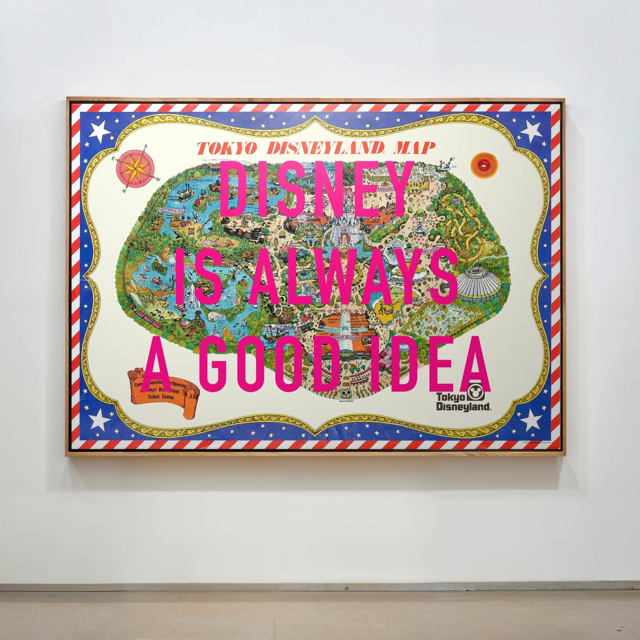Disneyland Tokyo Retro Pop Art Theme Park Japan Map Print - Magic Posters