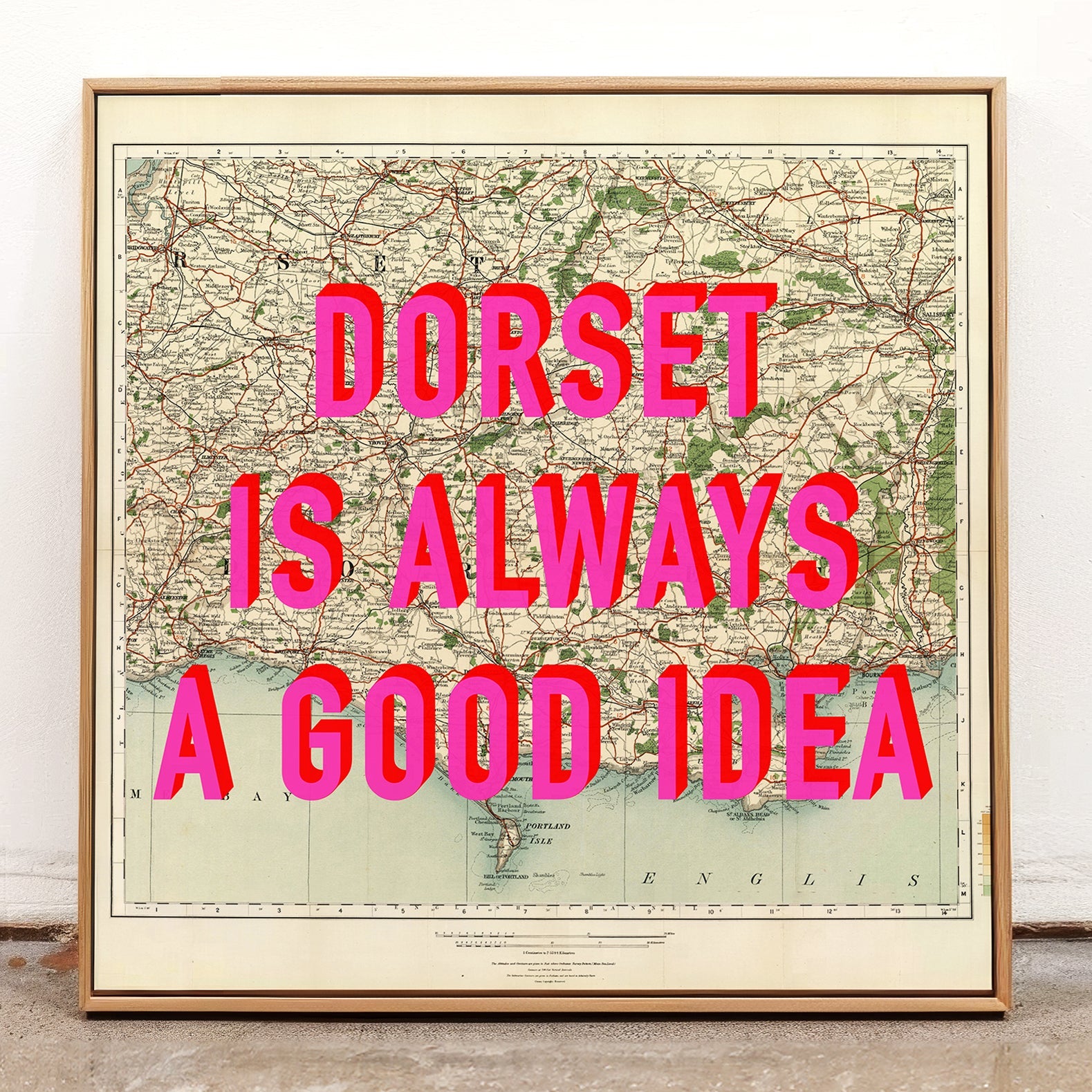 Dorset Retro Pop Art Map Print (Square) - Magic Posters