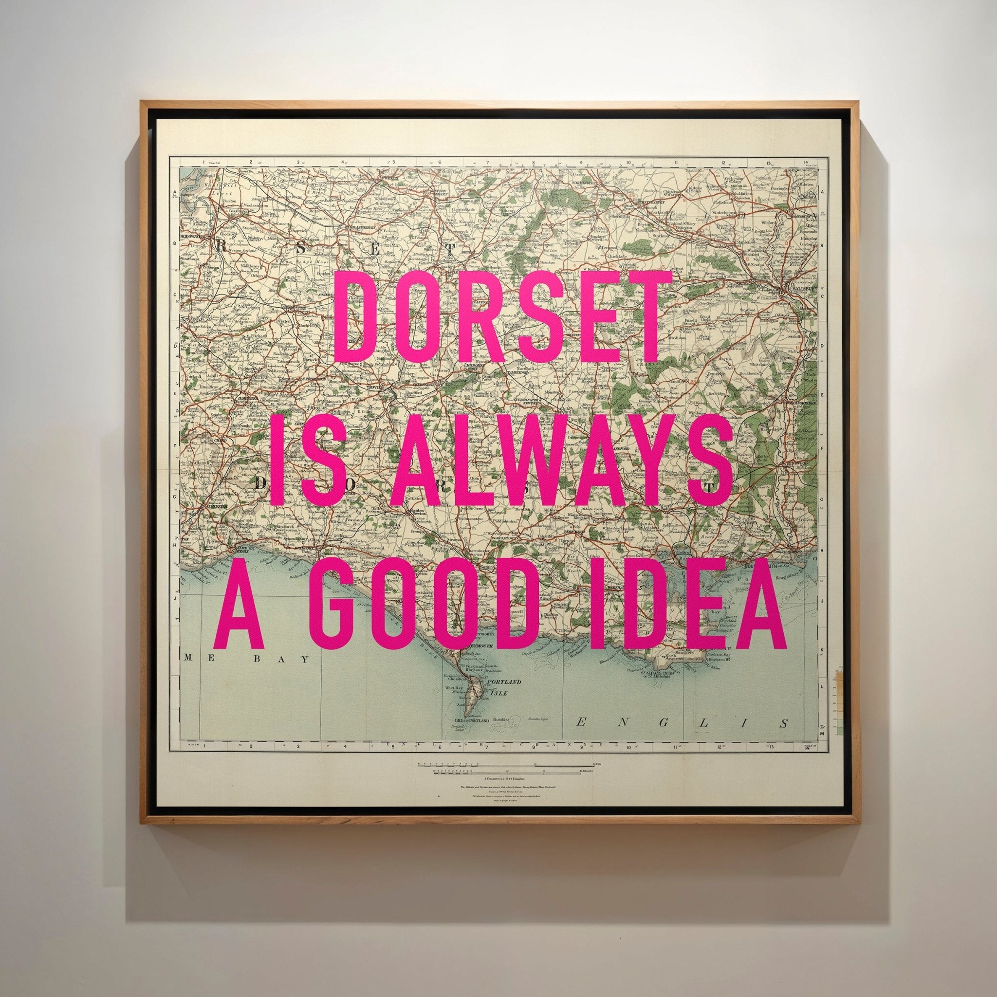 Dorset Retro Pop Art Map Print (Square) - Magic Posters
