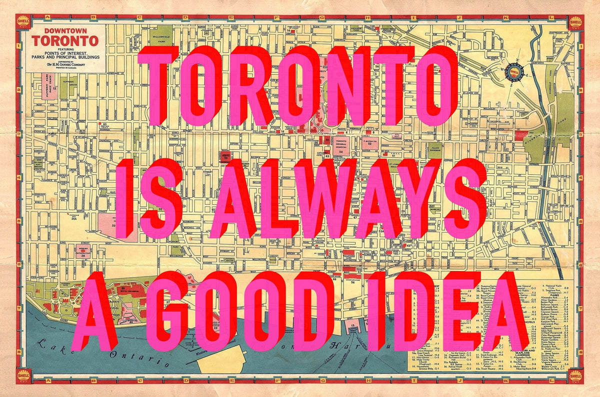 Downtown Toronto Retro Pop Art Map Print (landscape) - Magic Posters