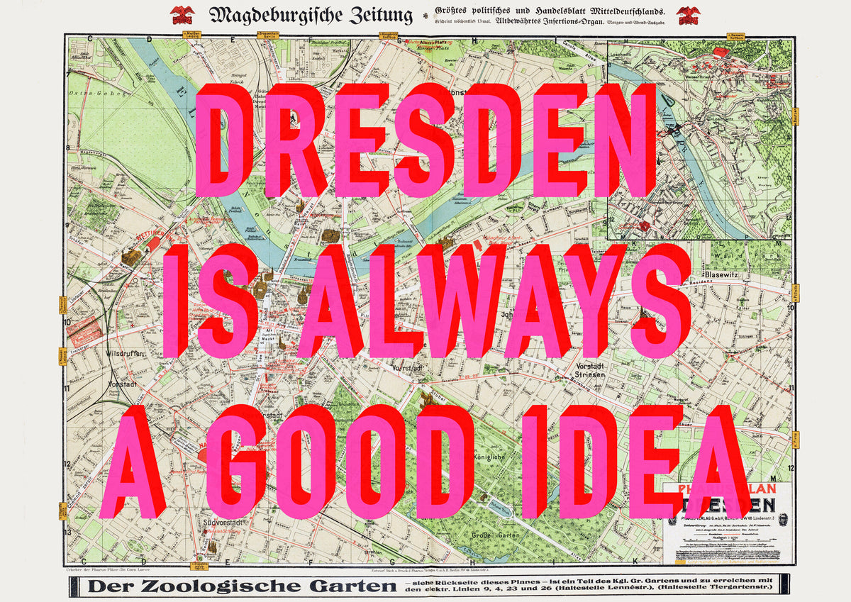 Dresden Retro Pop Art Map Print (landscape) - Magic Posters