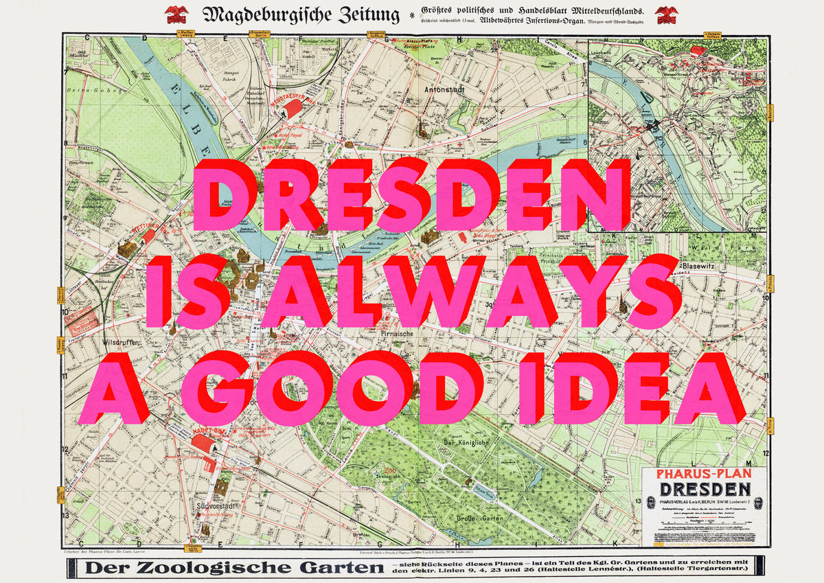 Dresden Retro Pop Art Map Print (landscape) - Magic Posters
