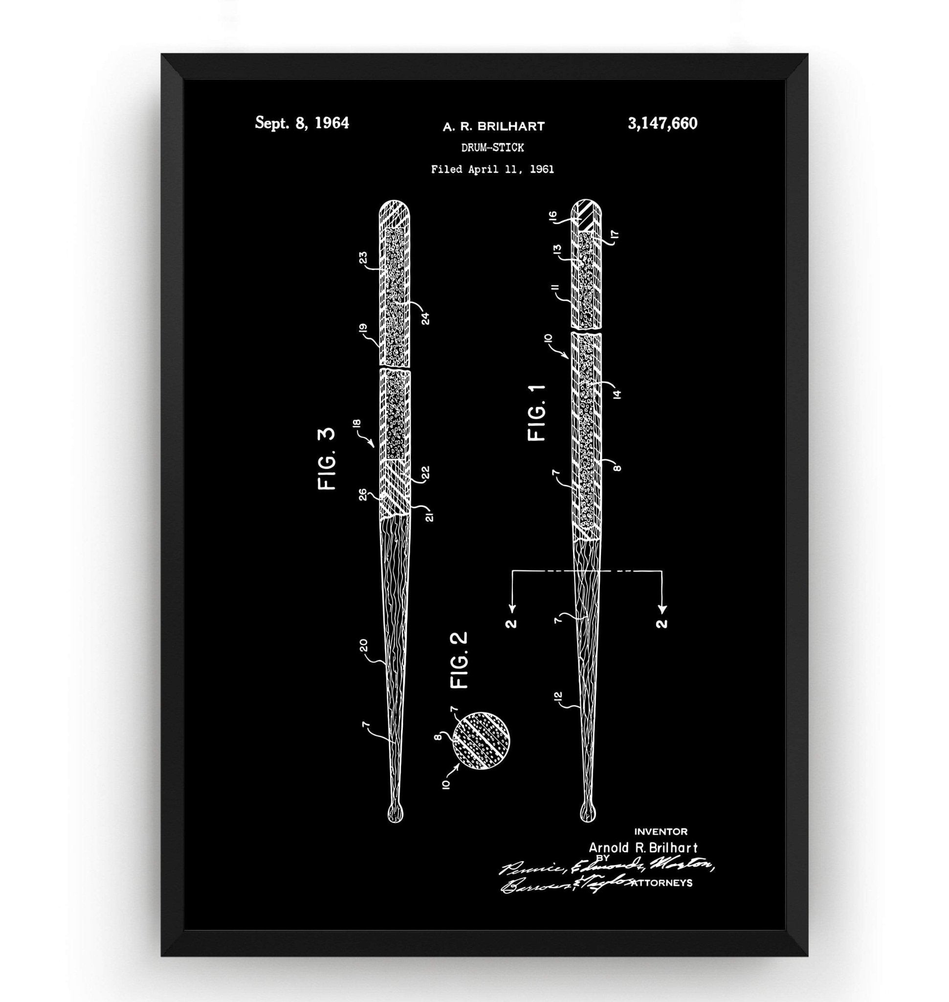 Drum Sticks 1964 Patent Print - Magic Posters