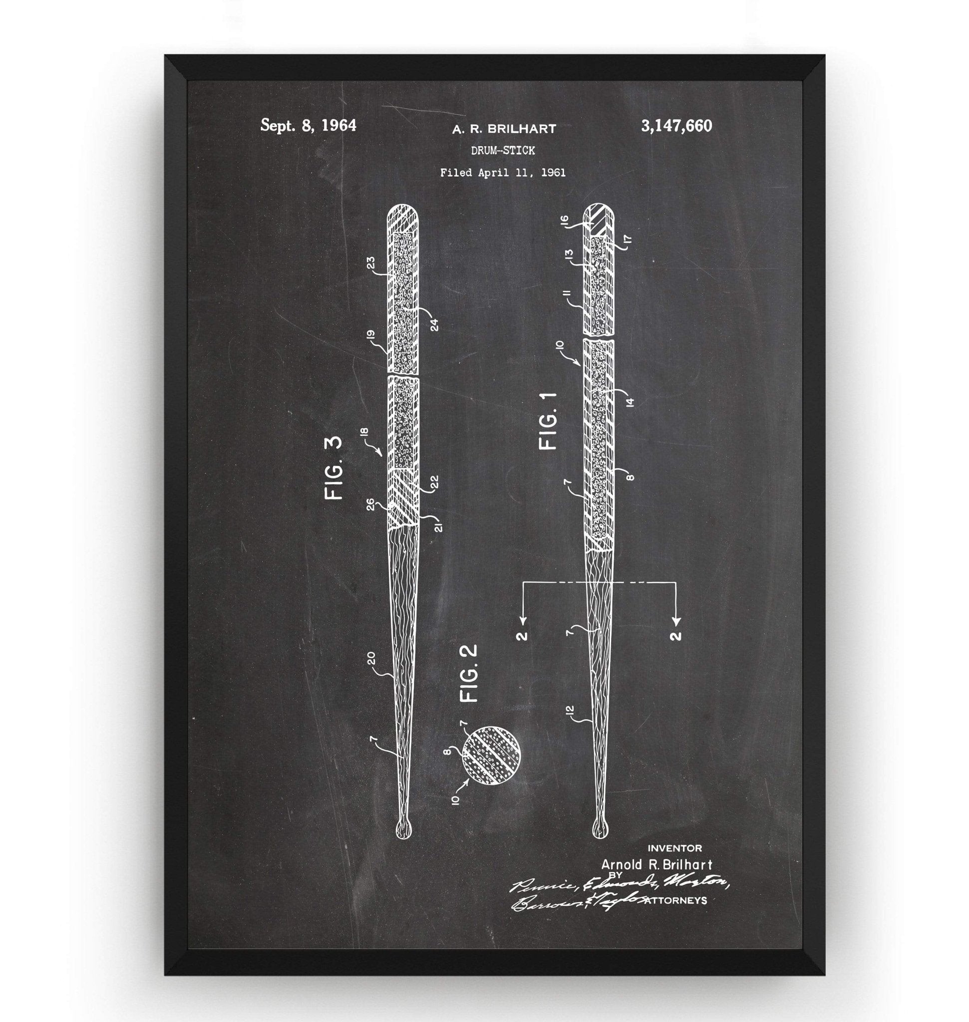 Drum Sticks 1964 Patent Print - Magic Posters