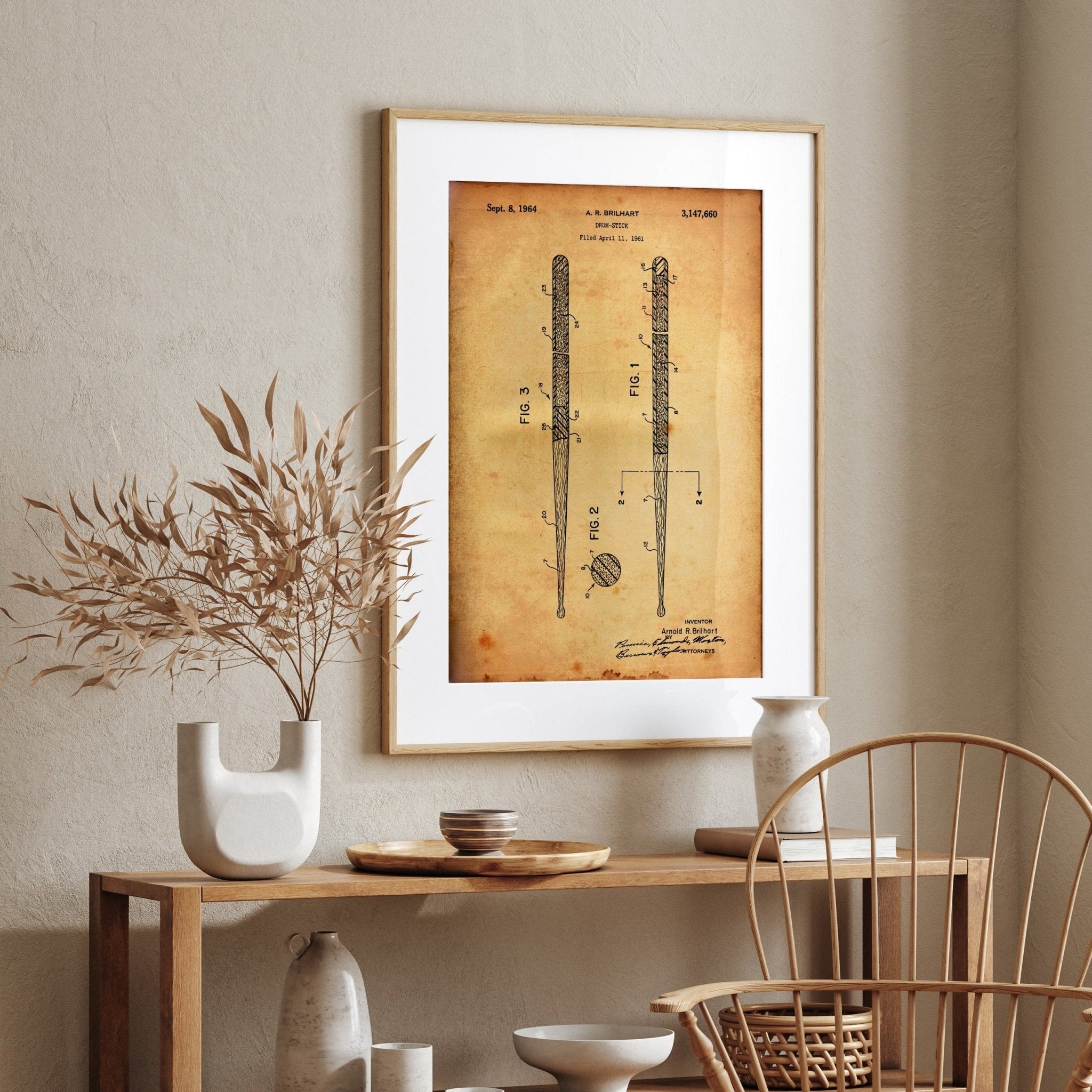 Drum Sticks 1964 Patent Print - Magic Posters