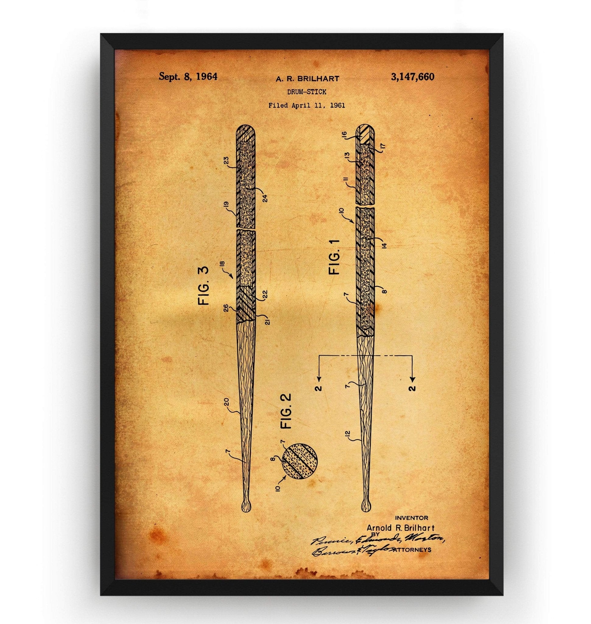 Drum Sticks 1964 Patent Print - Magic Posters